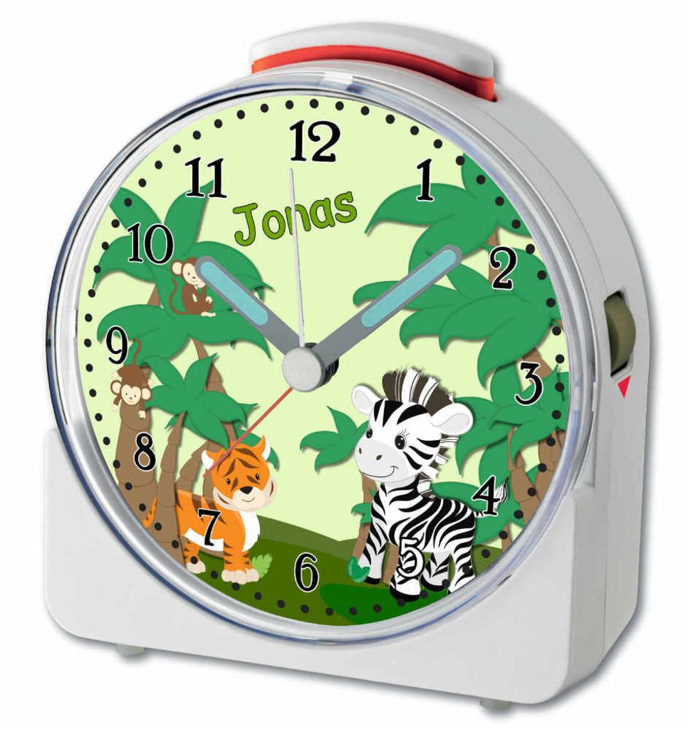 Kinder Wecker Motiv Safari-Zebra Kinderwecker weiß