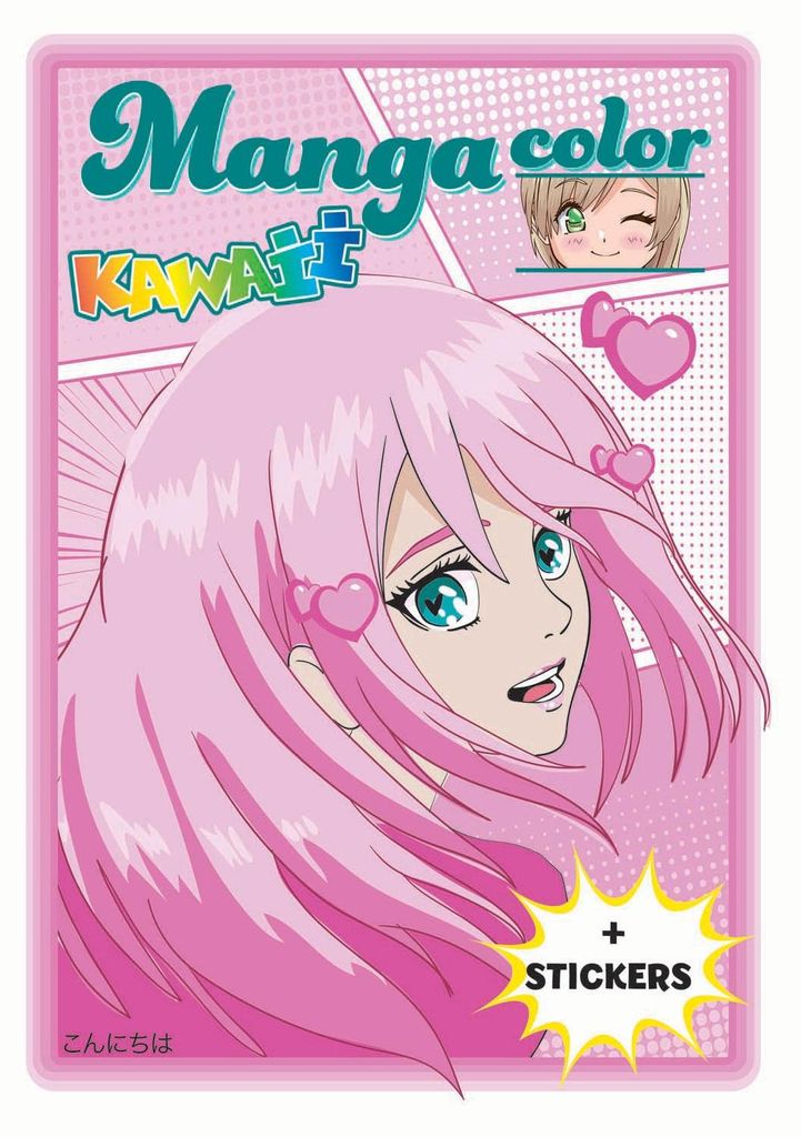 Manga Color Kawaii und Sticker-Malbuch