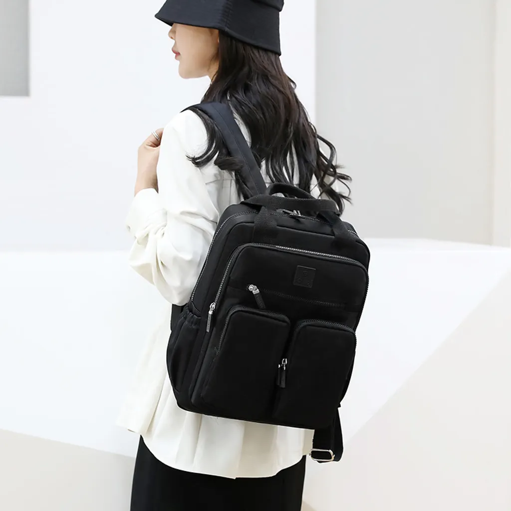 Sac à dos noir multifonctionnel INF avec compartiments de rangement - 4