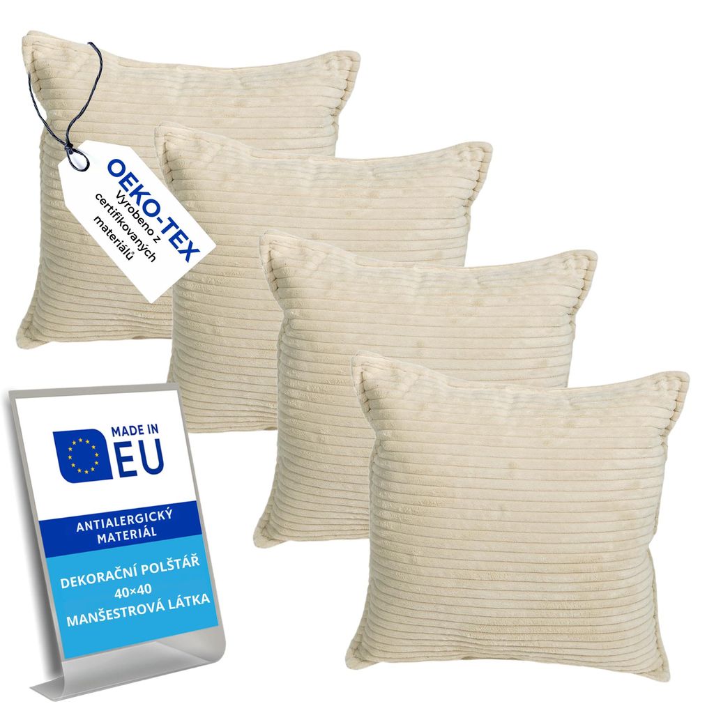 Pillows24 – 4x Dekokissen 40x40 aus Cord | Weiches Produktbild 