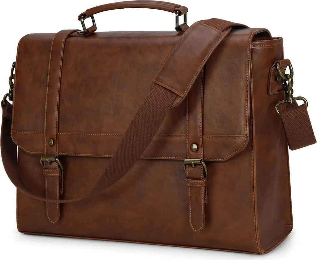 Cartella Uomo Laptop 15,6 Pollici Marrone Vintage - Anti Pioggia