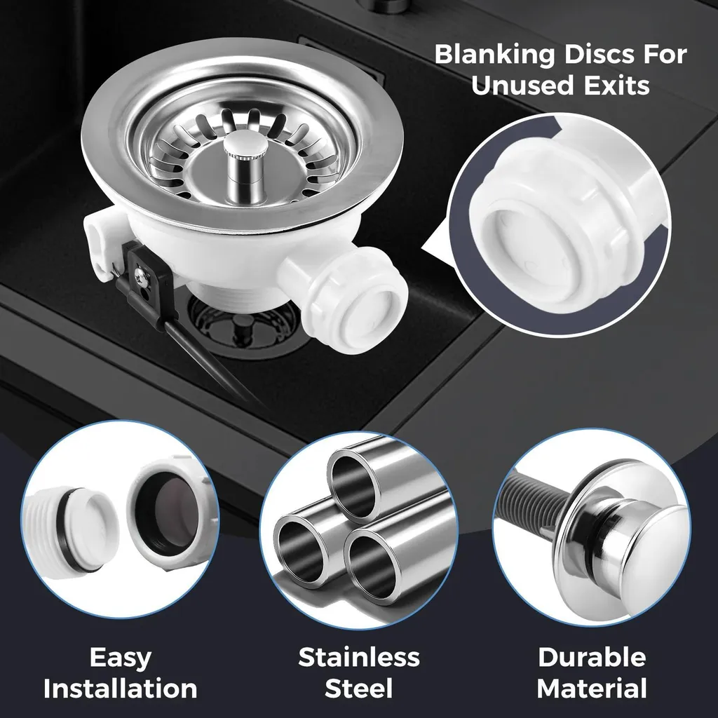 Stop odeurs et fuites évier avec cette garniture 114 mm siphon blanc