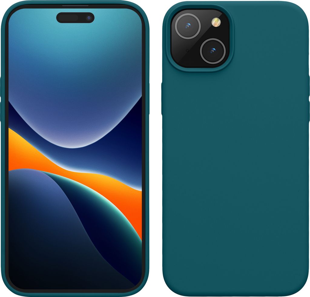 kwmobile Handyhülle für iPhone 15 Hülle, für iPhone 15 Case - Hülle Silikon - kabelloses Laden - Petrol matt