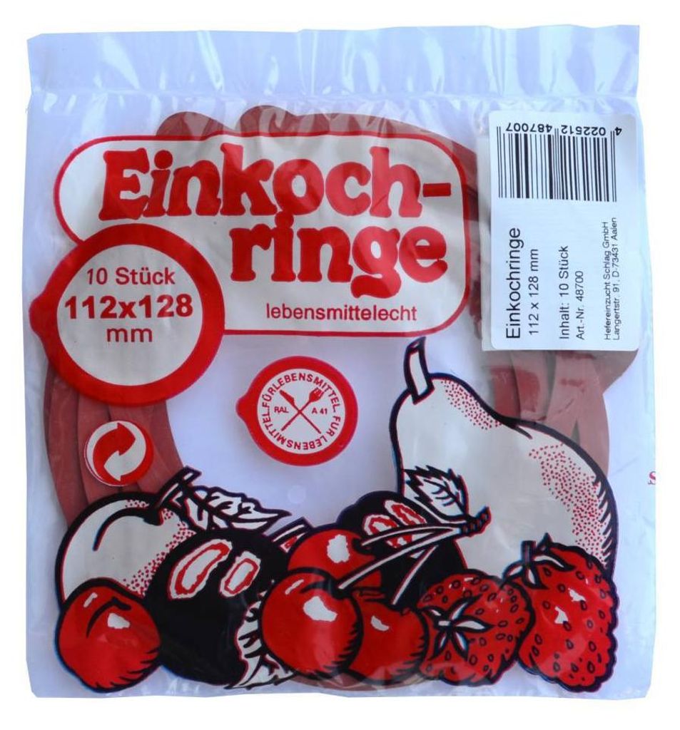 Einkochringe aus Gummi, rot, 10 Stück, 112 mm Produktbild 