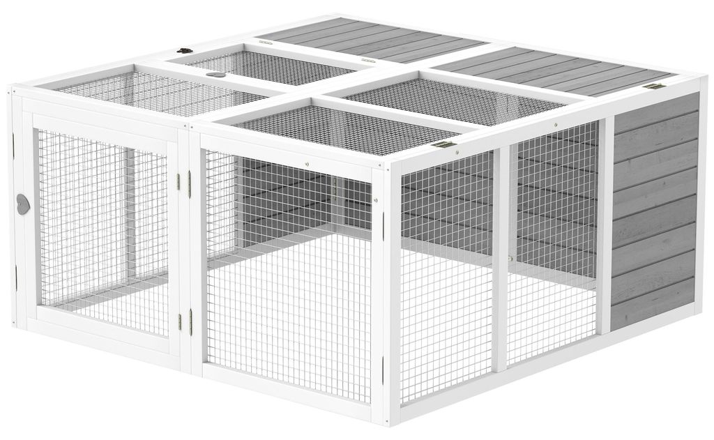 PawHut, hok voor kleine huisdieren, konijnenhok van hout, Productafbeelding 