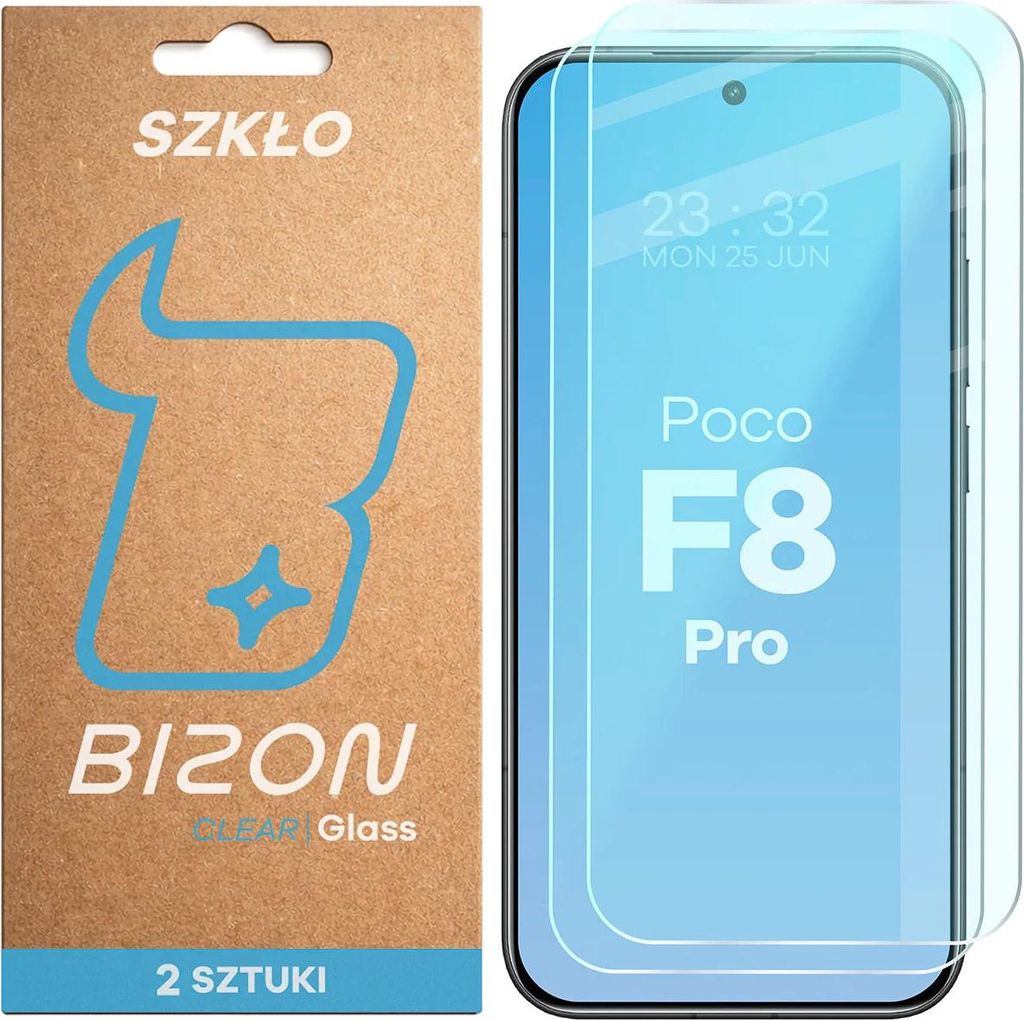 2x Gehärtetes Glas für Xiaomi POCO F8 Pro, Bizon Glass Clear Duo