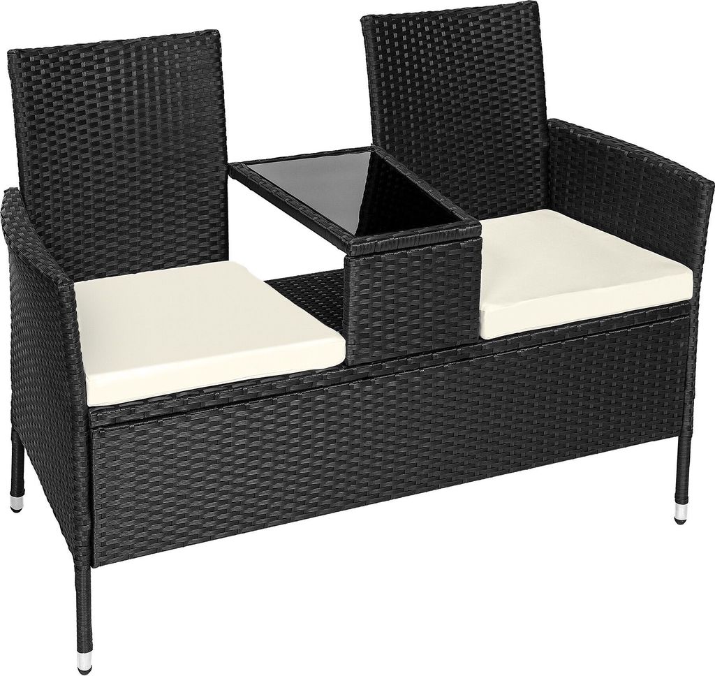 Canapé de jardin NARBONNE 2 places - noir/beige Image du produit 