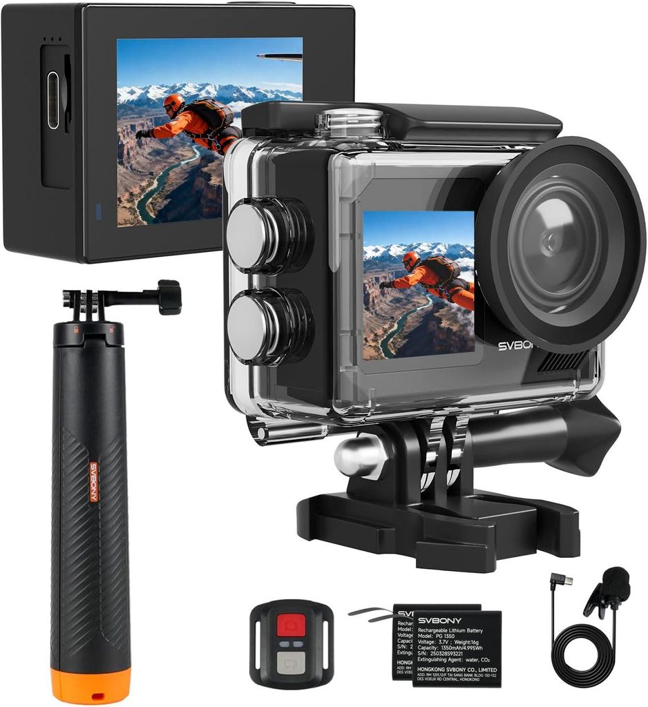 SVbony SVGO2 Action-Kamera 4K/30 fps IPX8 wasserdicht, mit Produktbild 
