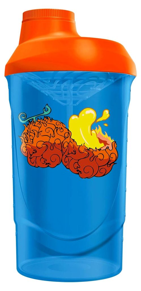 Devil Fruit Shaker 600 ml | blau/orange | Eiweiß Shaker mit Drehverschluss, Sieb und Mess-Skala | Fitness Shaker für klumpenfreie Shakes | BPA- u...
