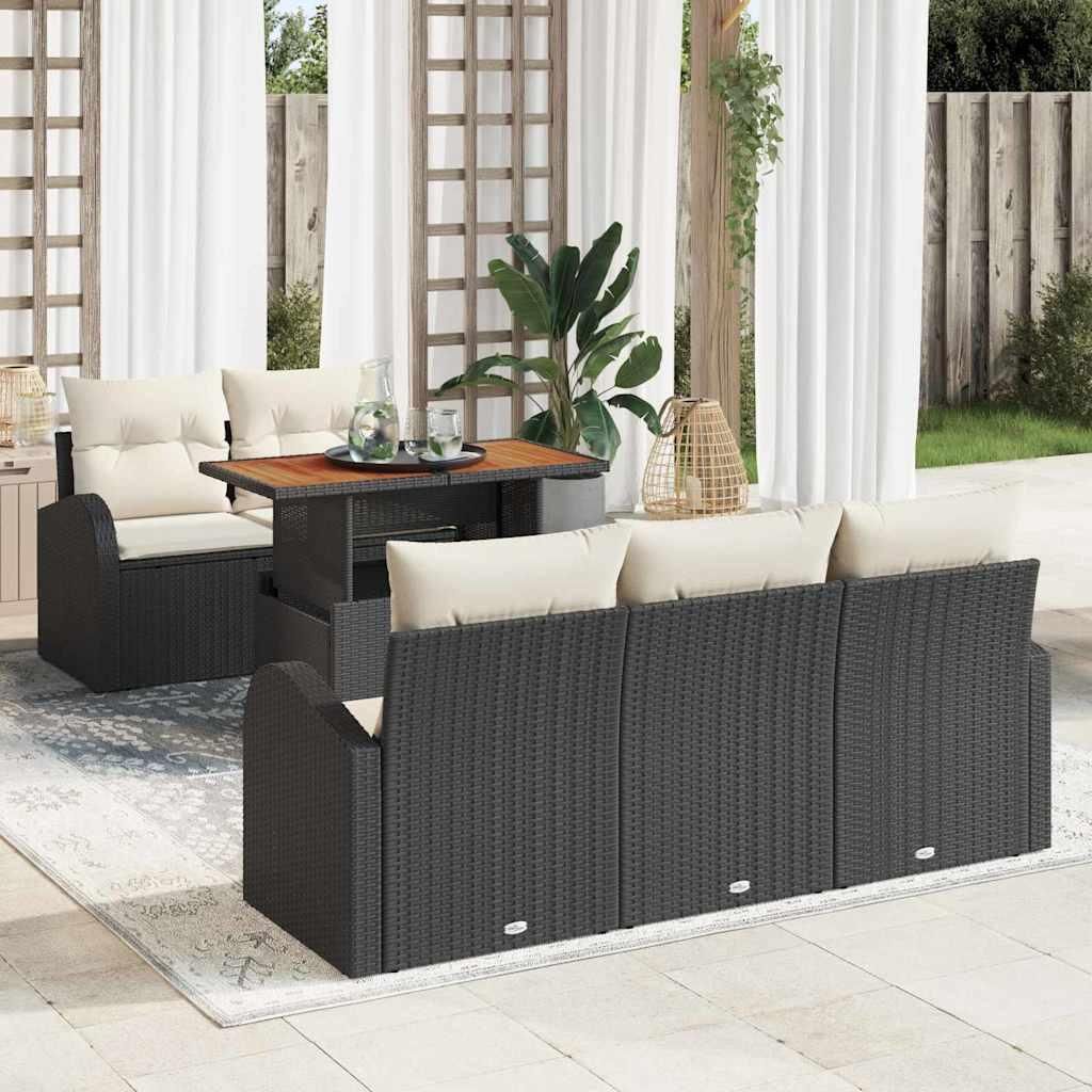 Maison Exclusive - Garten-Sofa-Set mit Speicher 6 pcs Schwarz Poly Rattan