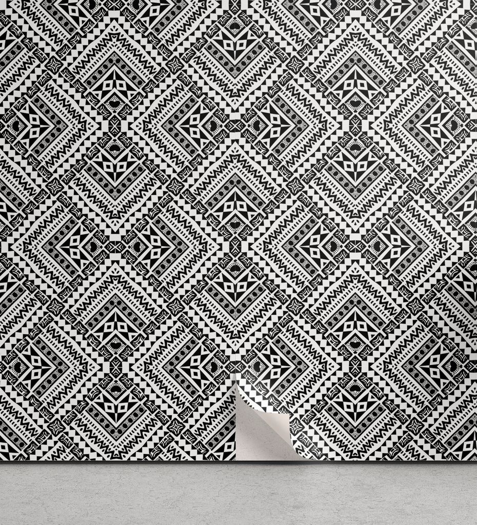 ABAKUHAUS Schwarz und weiß abziehbare & klebbare Tapete für Zuhause, Chevrons und Punkte, selbstklebendes Wohnzimmer Küchenakzent, 33 cm x 250 c...