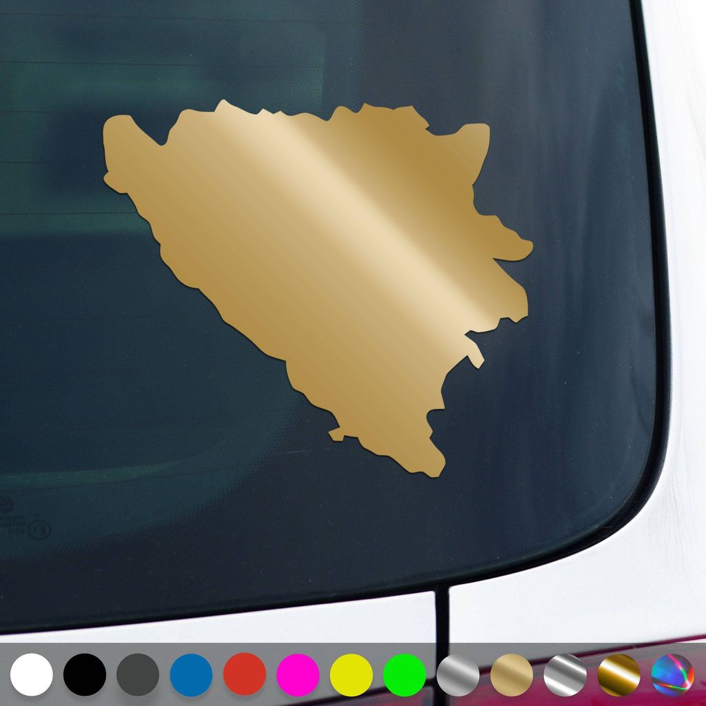 PantherPixel Bosnien Aufkleber Umriss Kontur Reisen Herzegowina Sticker Auto Geschenkidee Farbe Gold