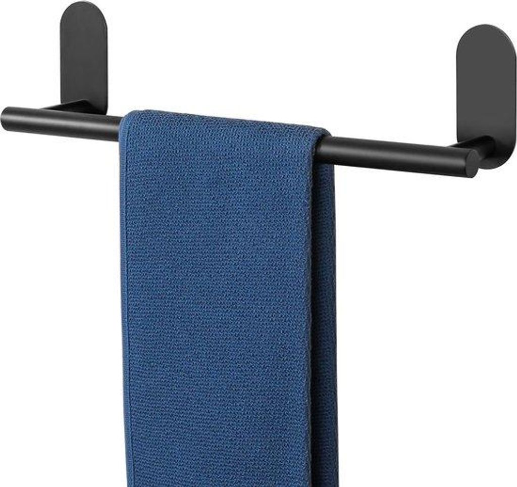 Schwarze 40cm Selbstklebende Handtuchhalter aus RVS für Bad und Küche