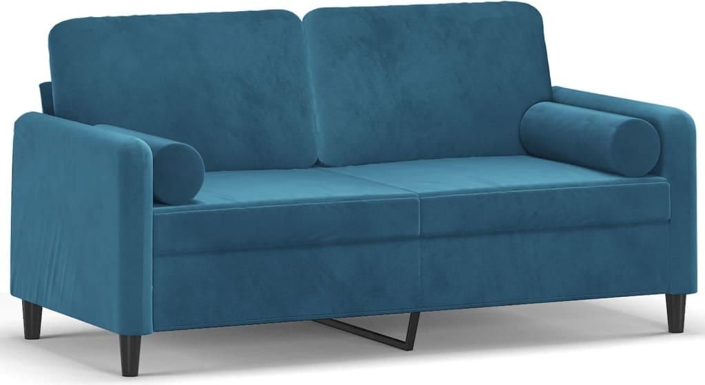 vidaXL 2-Sitzer-Sofa mit Zierkissen Blau 140 cm Samt