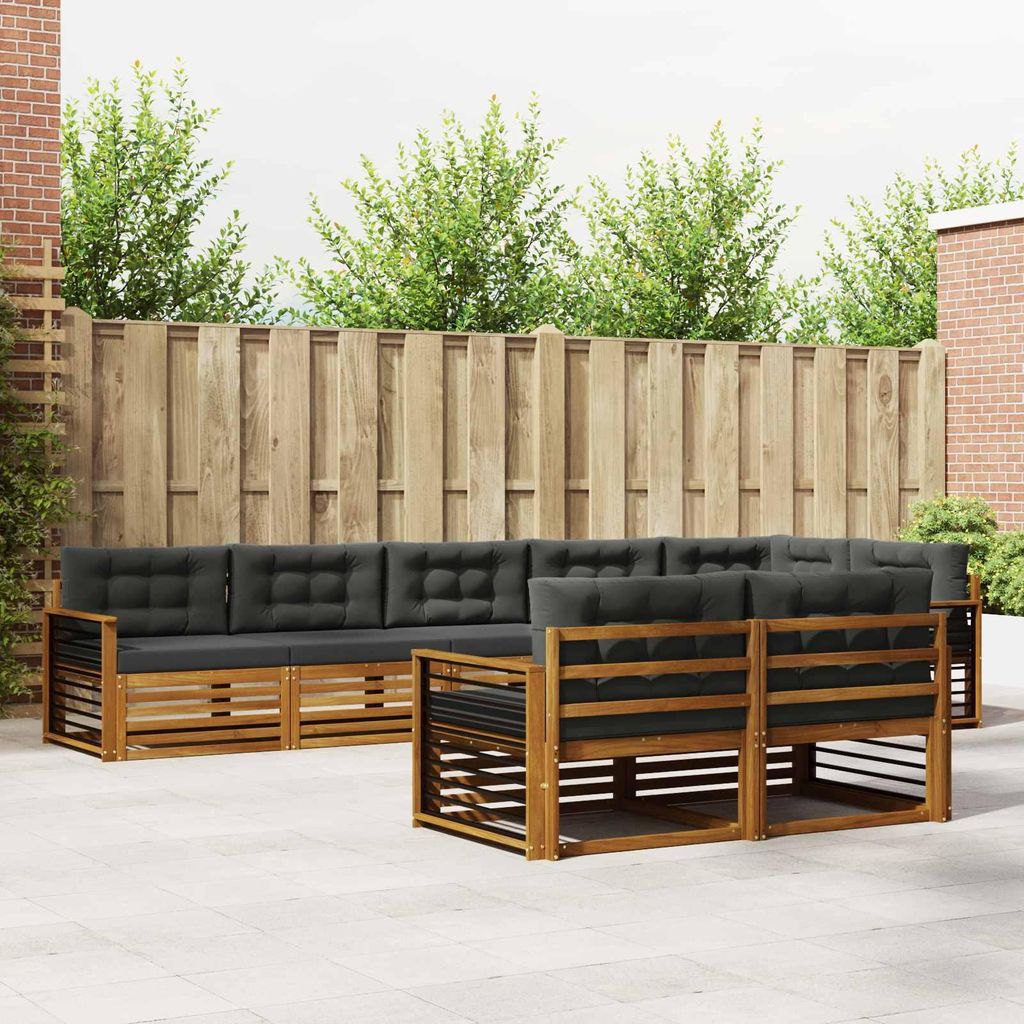 "im Sonderangebot"Outdoor-Sofagarnitur - CLORIS - Balkonmöbe/Sitzgruppe - mit Kissen 8 pcs - Moderne Design - Natur und Anthrazit - Gartensofas Pr...