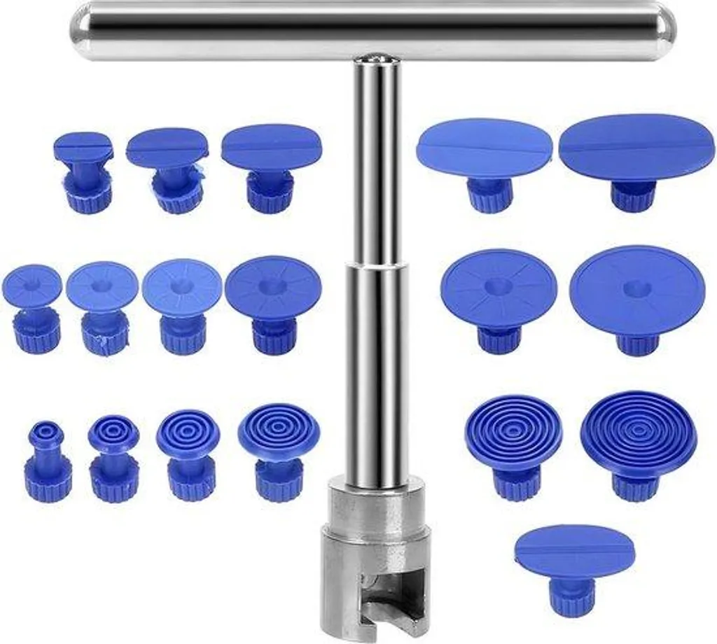 Kit réparation carrosserie débosselage grêle avec barre T et ventouses