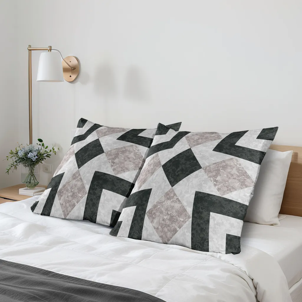 Set Di 2 Federe Per Cuscino 80x80 Cm, Colore Nero, In Microfibra Morbida 100%, Con Cerniera, Lavabili A 60°C, Antipiega - 4