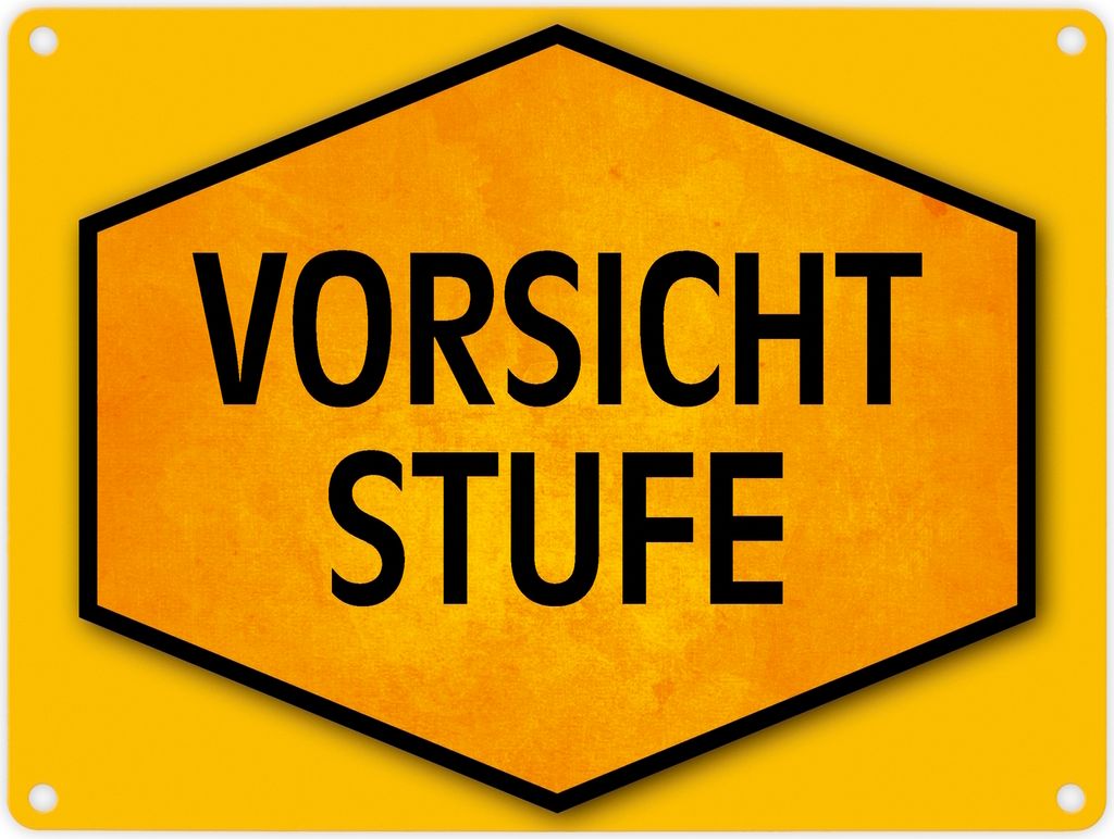 Vorsicht Stufe Warn- und Hinweisschild in Gelb und Schwarz Warnschild Hinweis