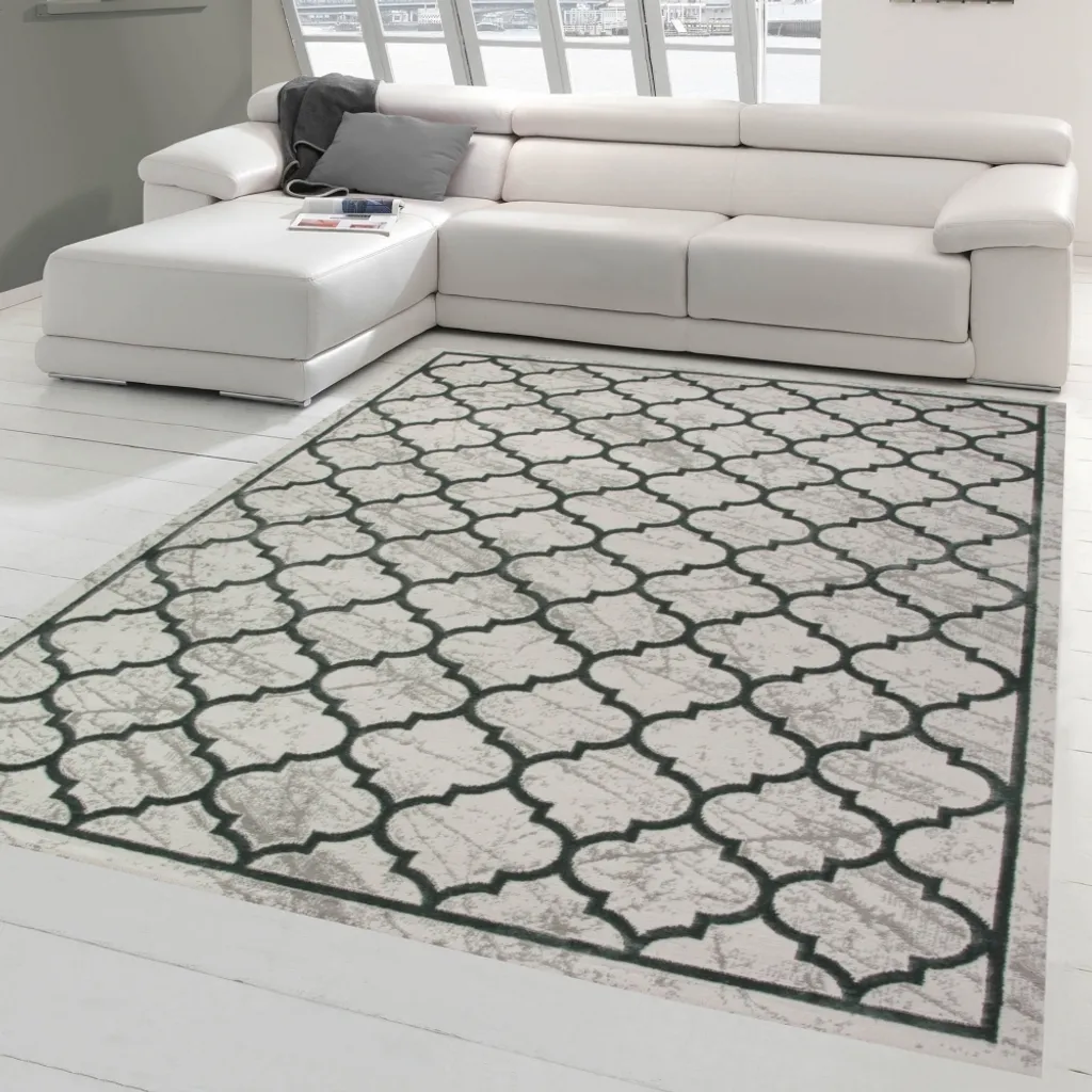 Tapis Moderne Marocain Gris et Argenté - Salon Design 120 x 170 cm