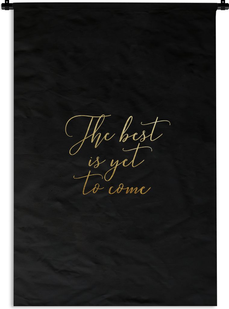 MuchoWow Wandteppich Wandbehang Motivation - Gold - Buchstaben - Schwarz 60x90 cm Tapisserie Dekoration Wandtuch - Foto-Teppich - Abwaschbar