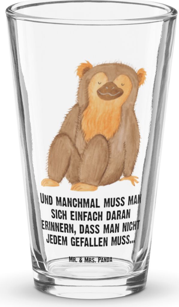 Mr. & Mrs. Panda Bierglas Affe - Transparent - Geschenk, Liebe, Tumbler, Cocktailglas, Affen, Selfcare, Afrika, Motivation, Glas, Longdrinkglas, Wa...