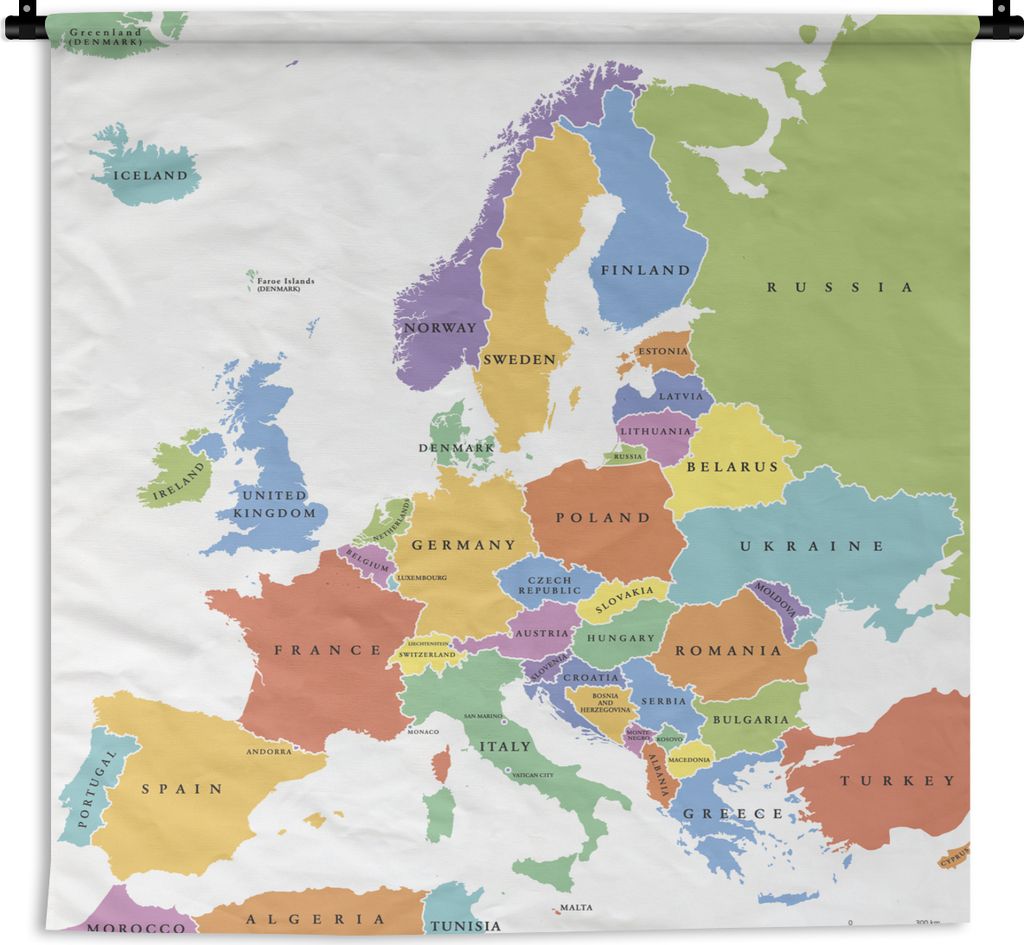 MuchoWow Wandteppich Wandbehang Europa - Karte - Einfach 150x150 cm Tapisserie Dekoration Wandtuch - Wohnaccessoires - Modernes