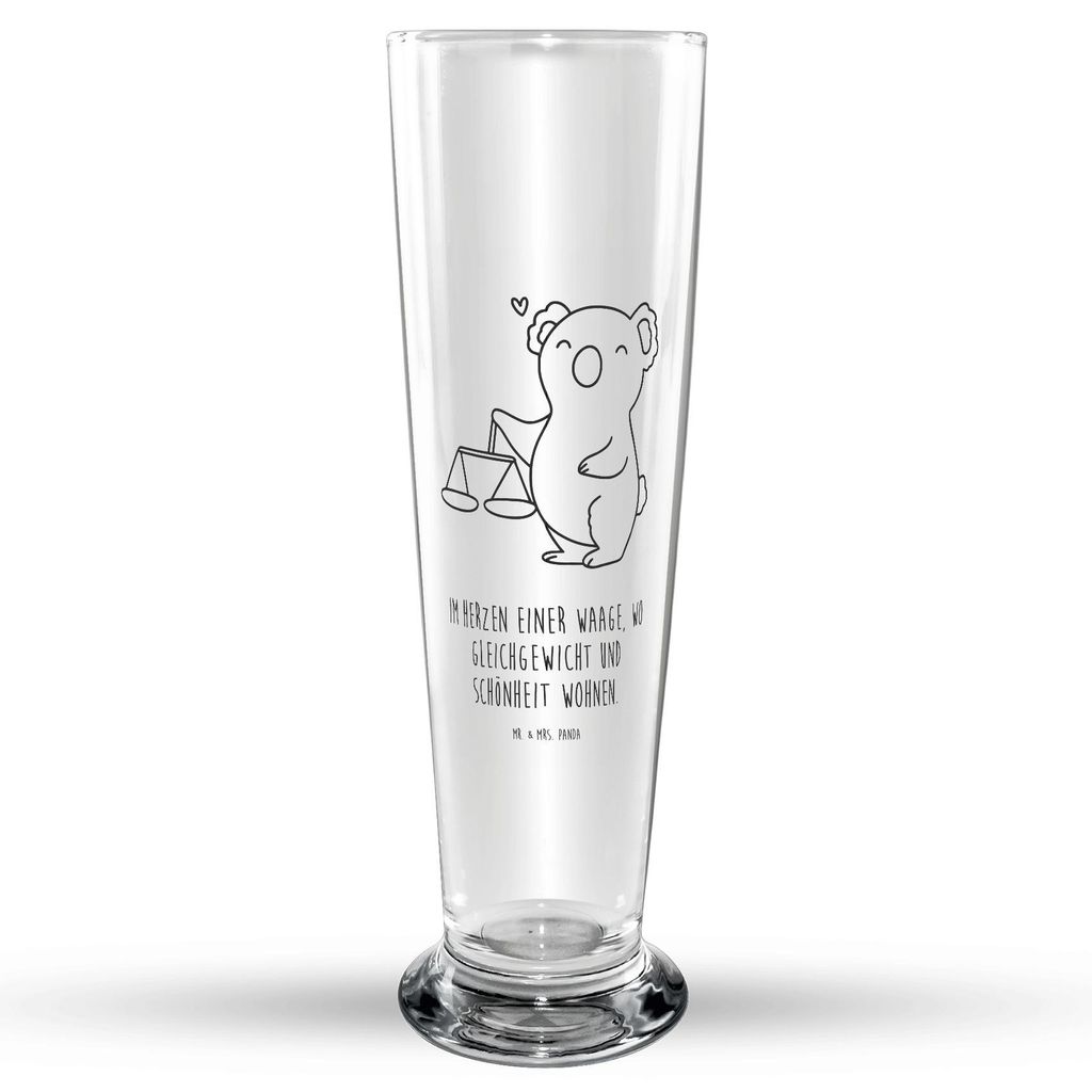 Mr. & Mrs. Panda Bierglas Waage Astrologie - Transparent - Geschenk, Glasbierglas, Sternzeichen, Bierbecher, Bier Glas, Geburtstagsgeschenk, Trinkg...