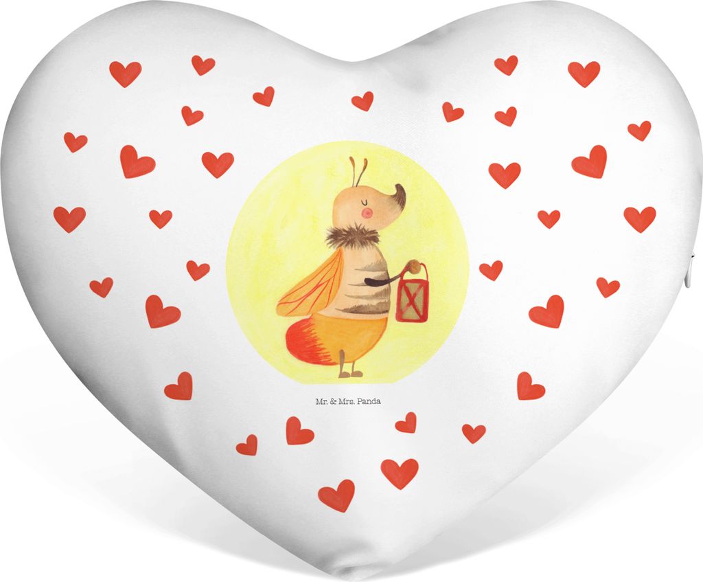 Mr. & Mrs. Panda Sofakissen Glühwürmchen - Weiß - Geschenk, Herzkissen, Kuschelkissen, dekoartikel, Liebesspruch, Lieblingsmensch, Verlobung, De...