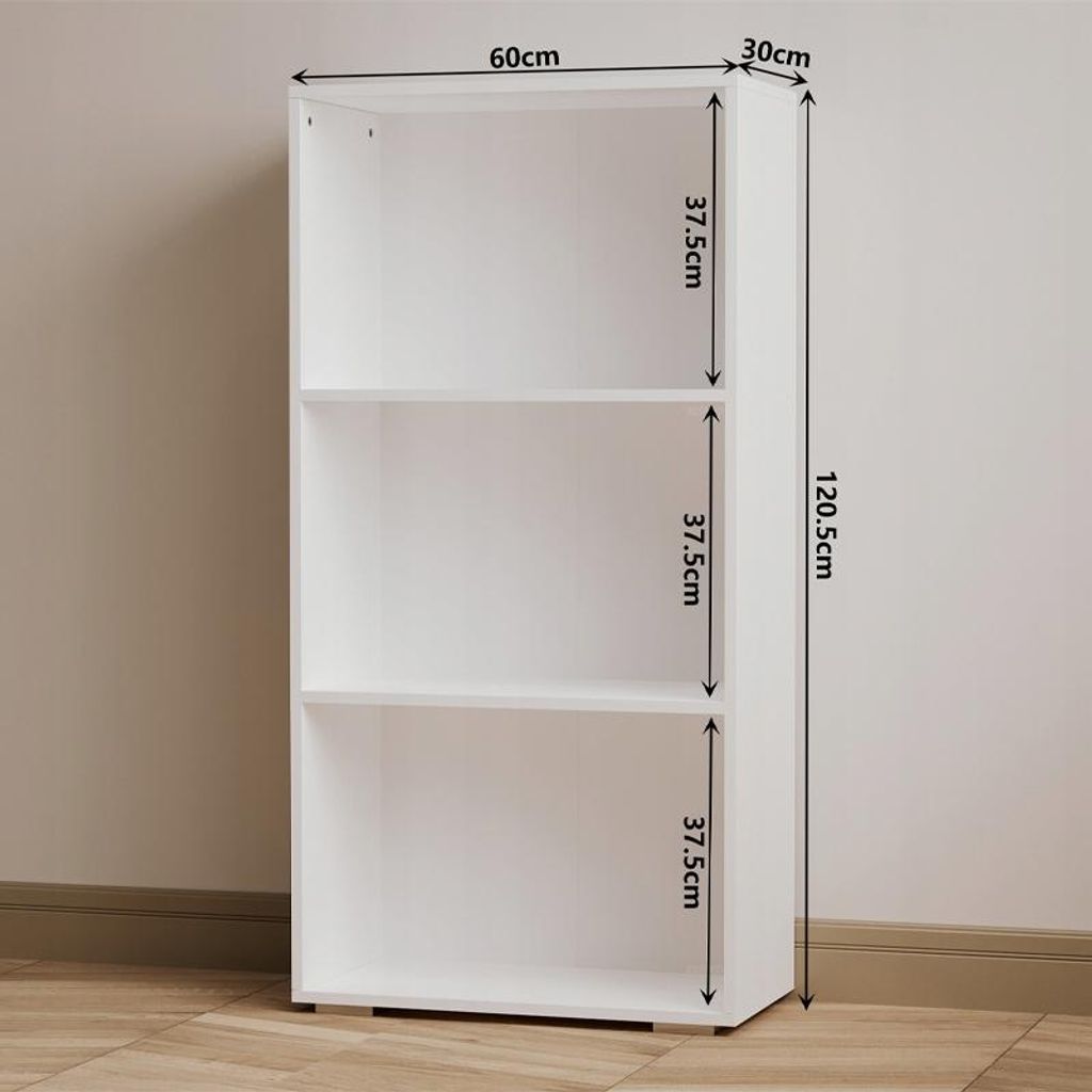 Moderná knižnica v štýle loft, biela, s policami do Obrázok produktu 