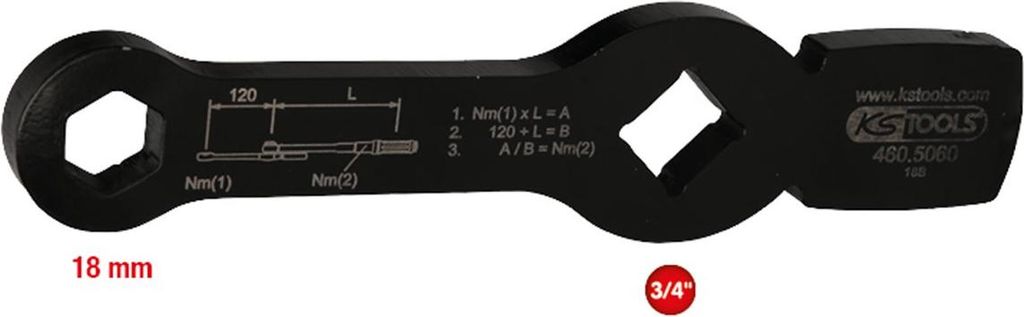 KS TOOLS 3/4" Schlag-Sechskant-Schlüssel mit 2 Schlagflächen 18mm 460.5060