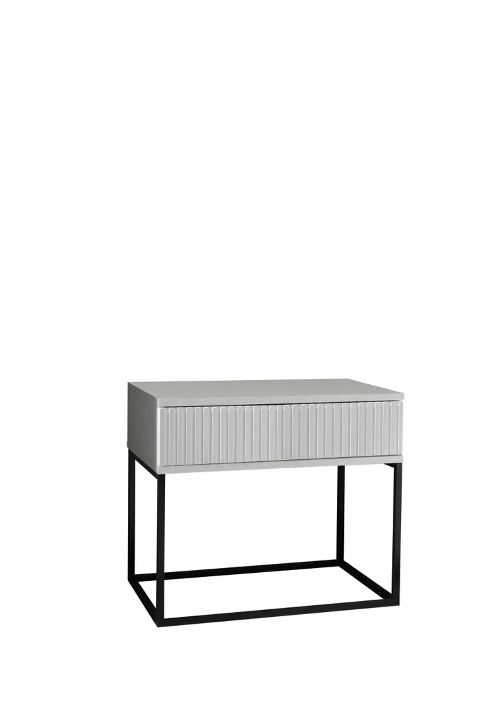 Table de chevet avec tiroir MARLE, structure métal et plateau blanc