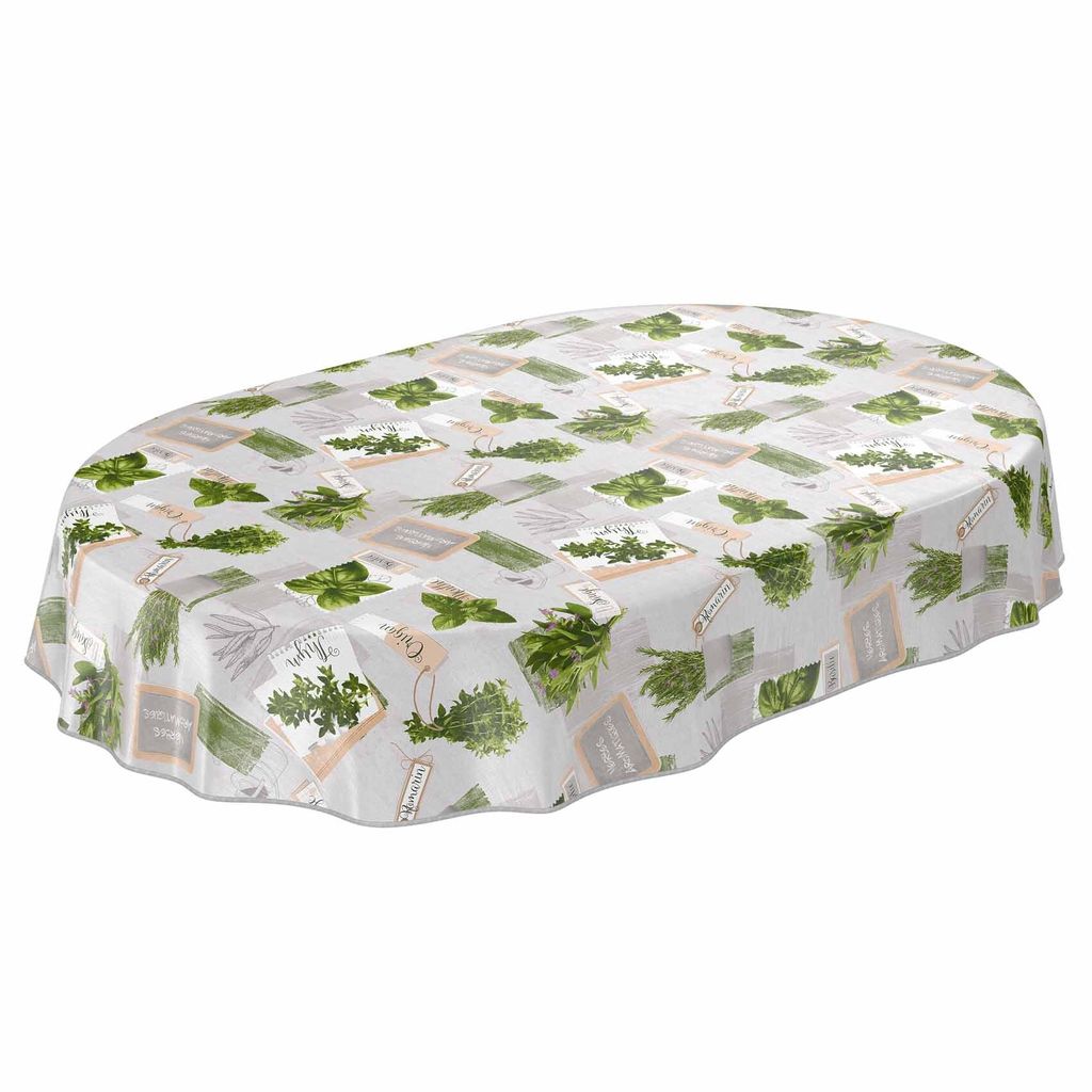 Tischdecke Wachstuch Essen Grau Robust Wasserabweisend Oval Breite 140 cm Länge 220 cm