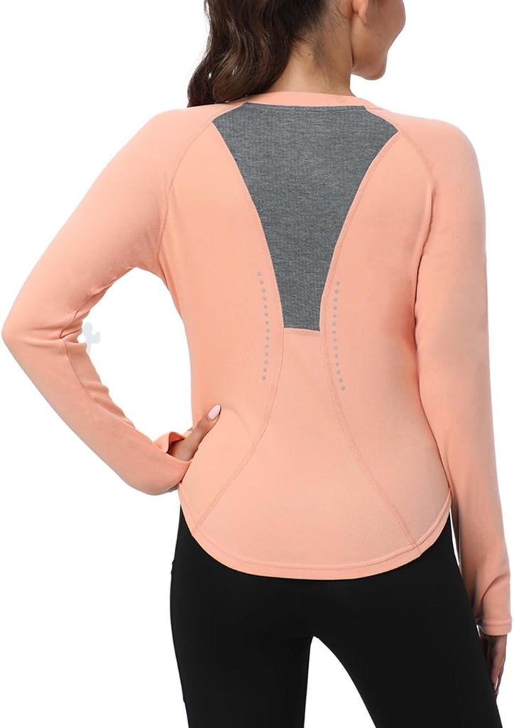 Damen-Thermo-T-Shirt Langarm Daumenöffnungen Orange XXL