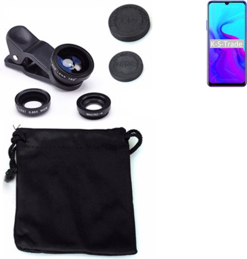 K-S-Trade Smartphone Kamera Linsen Set Kompatibel mit Blackview A80 3in1 Clip-On Kamera Adapter Macro Weitwinkel FishEye Fischauge Objektiv Linse