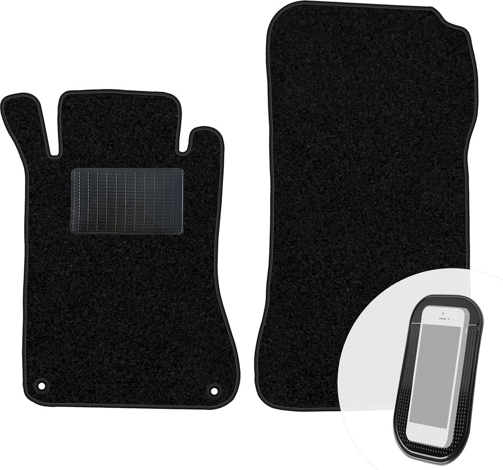moto-MOLTICO Vorne Fußmatten Auto Velours Autoteppiche Schwarz Automatten Set 2-teilig passend für Mercedes-Benz C-Klasse W203 2000-2007