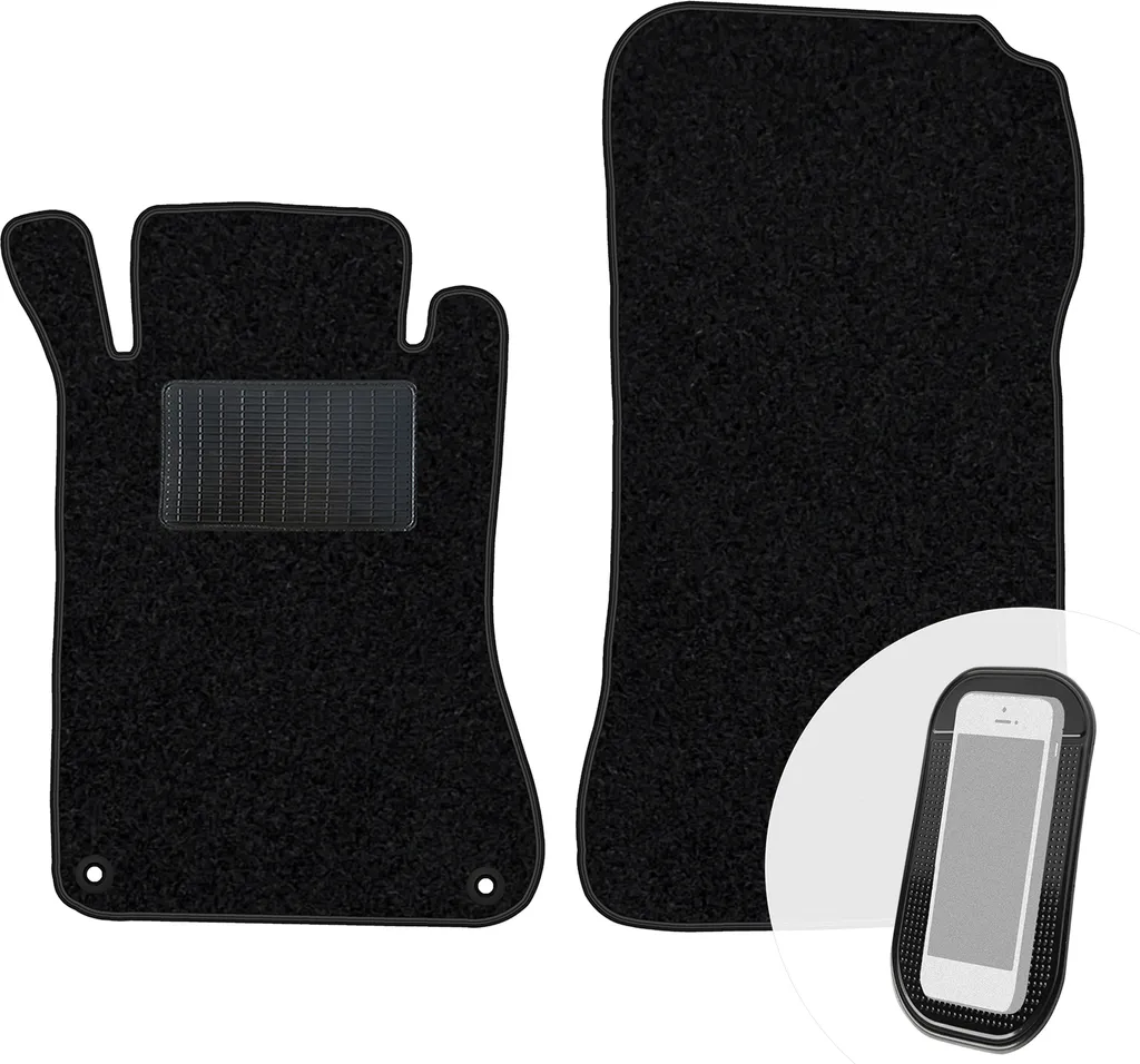 moto-MOLTICO Tappetini anteriori per auto Velours Tappetini per auto neri Set di tappetini per auto 2 pezzi adatto per Mercedes-Benz Classe C W203 2000-2007