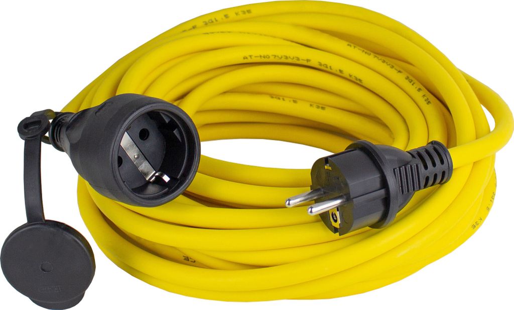 as-Schwabe Verlängerungskabel 25m Schuko Leitung 230V 16A 3G1,5 Gelb IP44