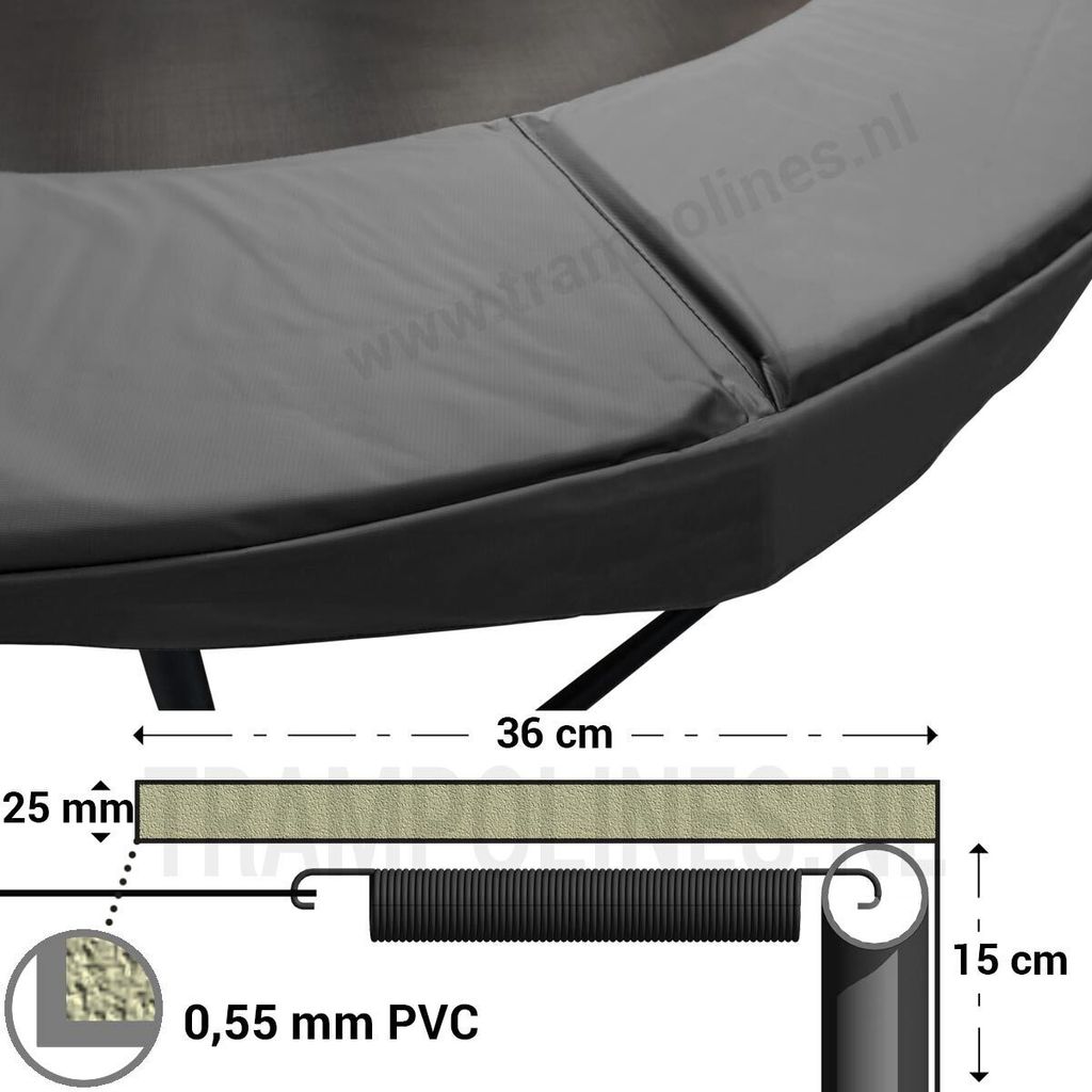 Trampolin Randabdeckung Magic Circle Pro Grau 360 - 366 cm