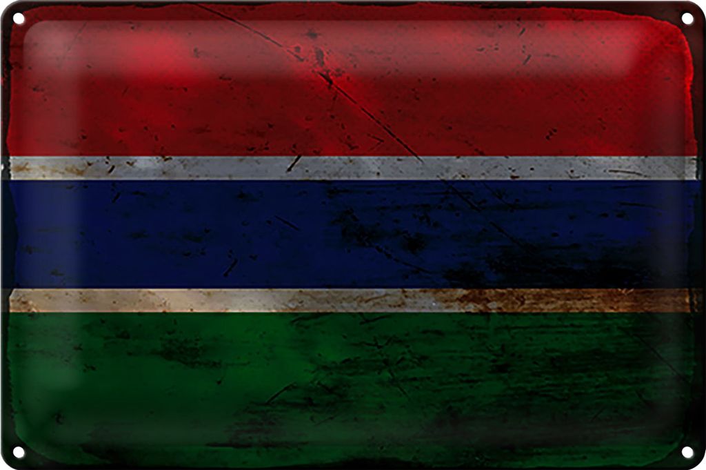 Blechschild Flagge Gambia 30x20cm Flag of the Gambia Rost