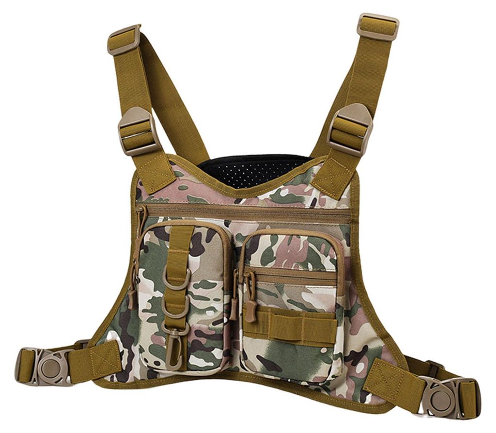 Outdoor-Sport-Brusttasche für Herren, Laufweste mit mehreren Fächern, EDC-Reisebrusttasche für Training, Radfahren, Wandern
