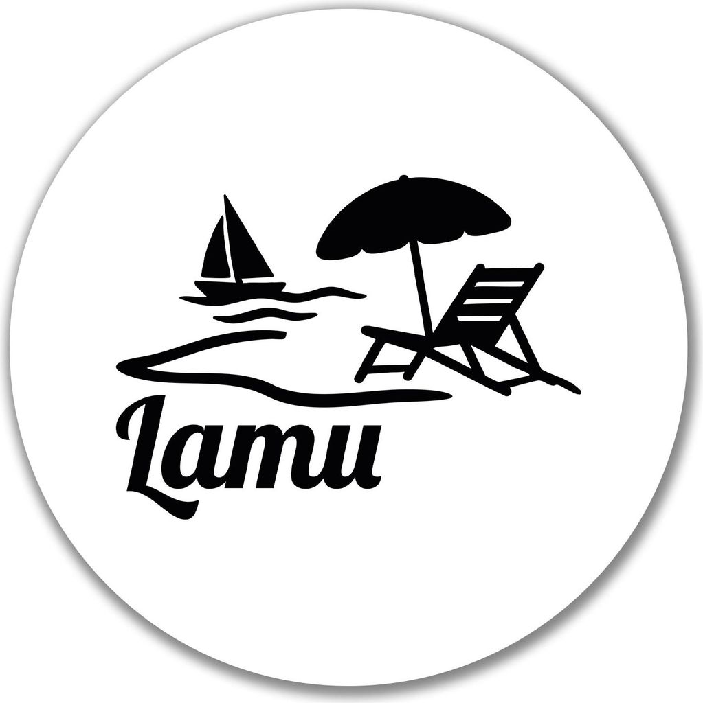 Huuraa Aufkleber Lamu Inselmotiv Kenia 10cm rund Sticker Geschenkidee