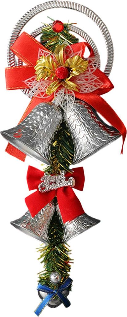 Weihnachtsglocke aus Kunststoff, Jingle Bells, Weihnachtsbaum-Hängeornament mit Schleife und künstlichen Tannennadeln für Hochzeiten, Partys, Fe...