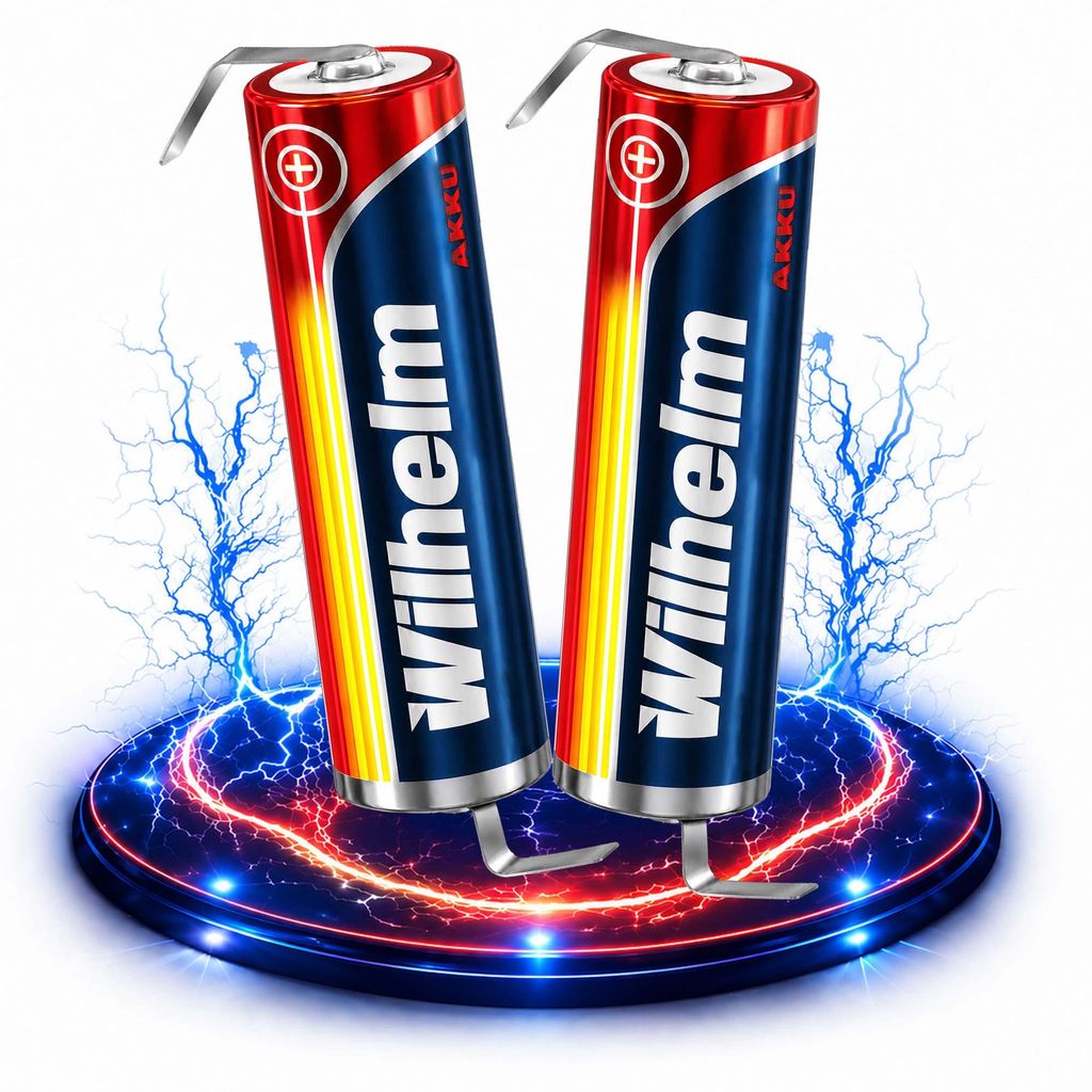 2 x Lithium Ionen Akku Wilhelm 3,7 V LÖTFAHNE Z Form 800 Produktbild 