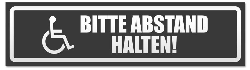 Bitte Abstand halten! Motiv 1 invertiert - Hinweis Aufkleber Sticker für Auto, Kfz, Fahrrad, PKW, LKWDunkelgrau - 60 x 16 cmBitte Abstand halten! ...
