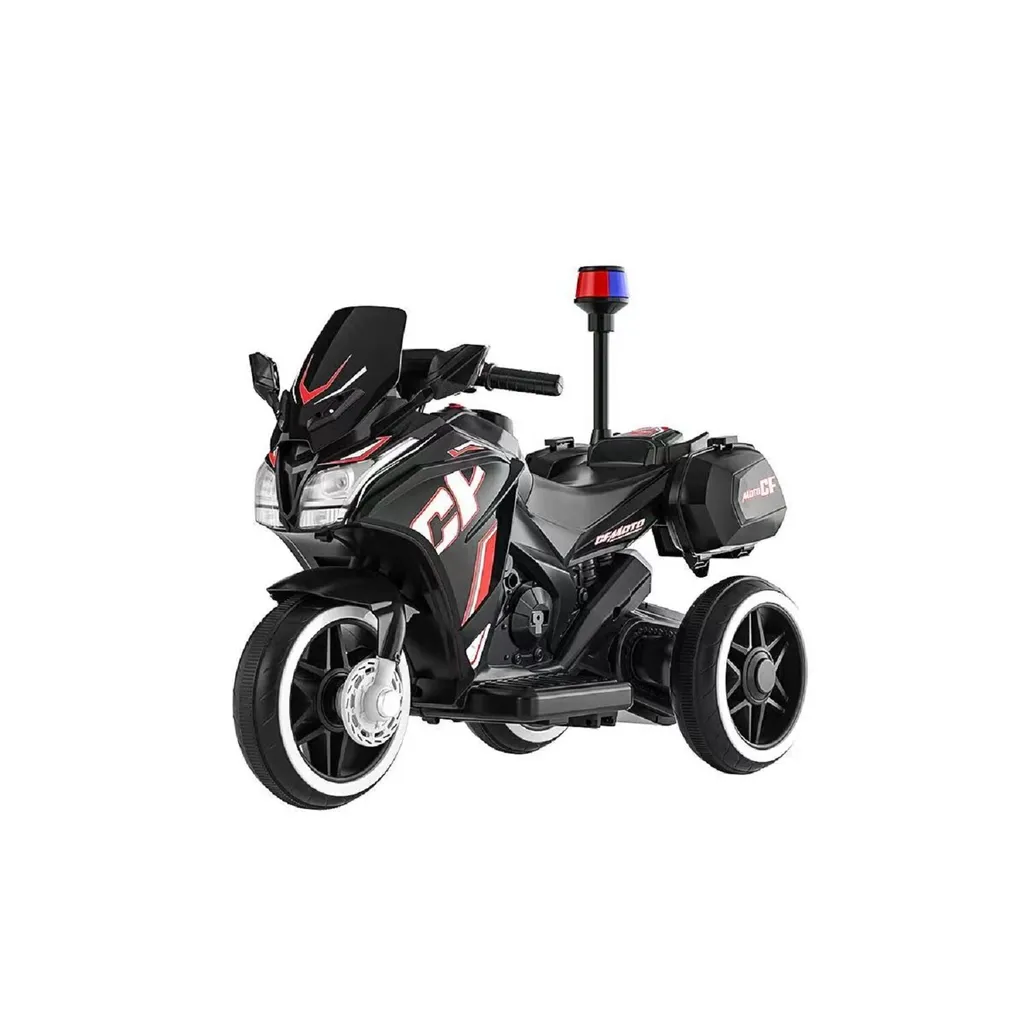 Moto 6V pour enfant avec Accu 4Ah, Musique et Gyrophare Police - Gris Foncé