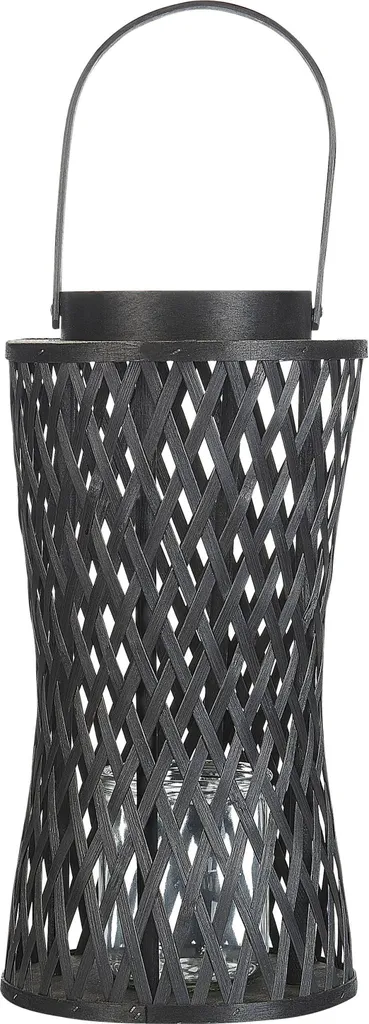 Lanterne en bambou 38 cm Noir Mactan Lumarko - Design Élégant Déco