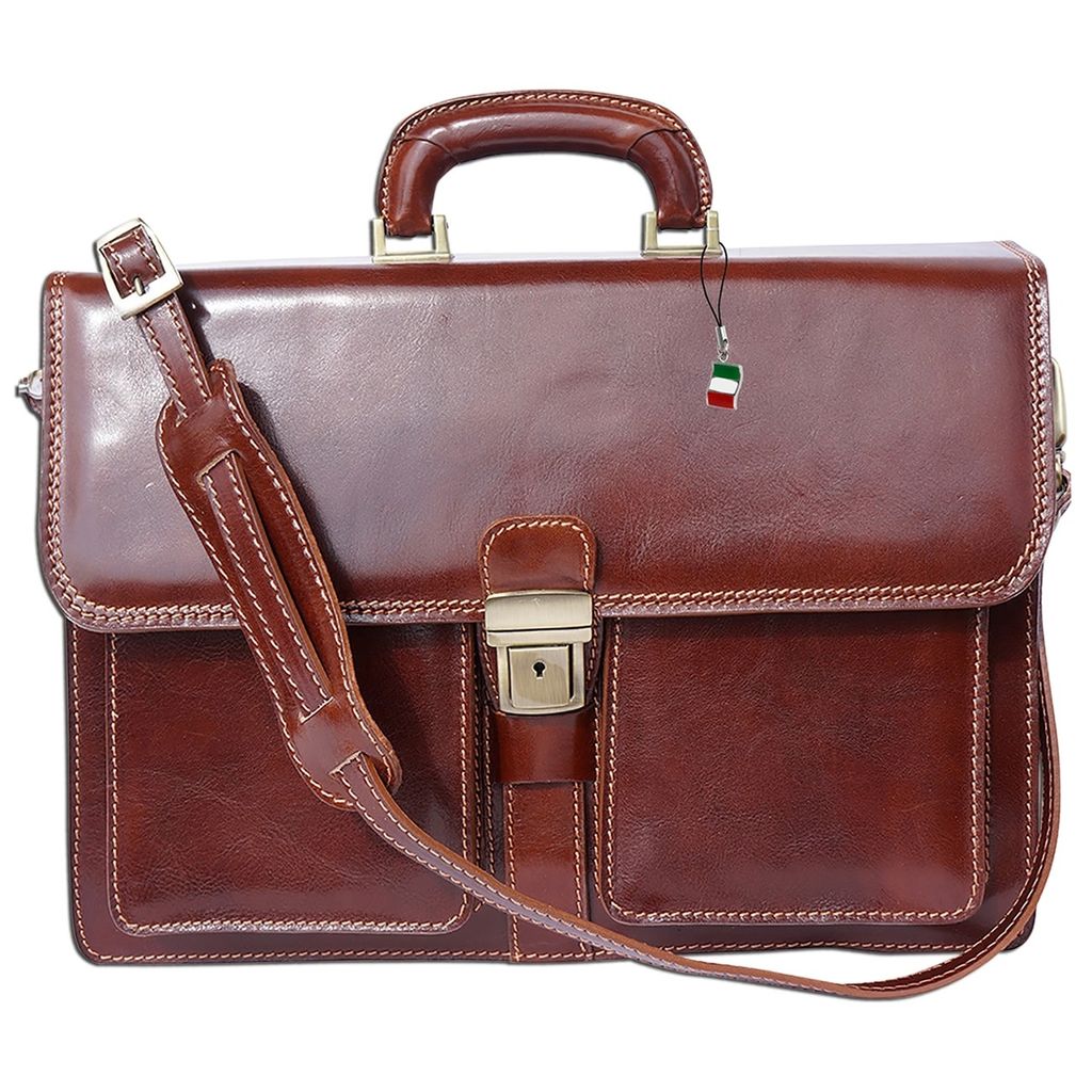 Florence Leder Tasche Aktentasche Businesstasche Umhängetasche braun OTF149N