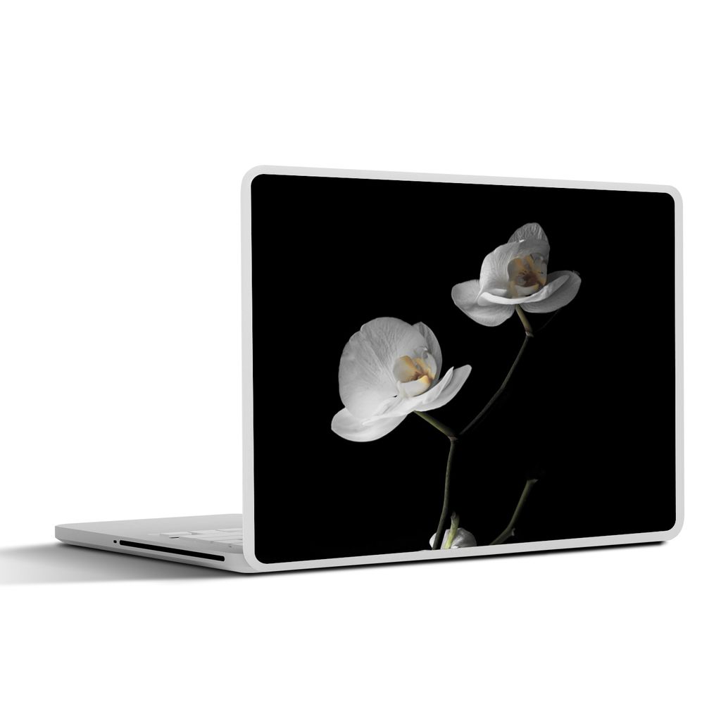 MuchoWow Laptop Aufkleber Sticker Cover Orchidee - Blumen - Schwarz - Weiß - Stilleben 25x18 cm - Laptop-Deko