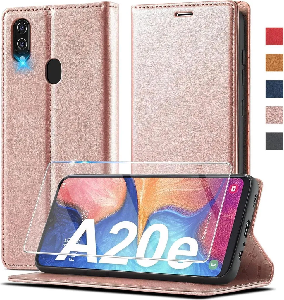 Étui Galaxy A20e à clapet avec rangement cartes et protection d'écran