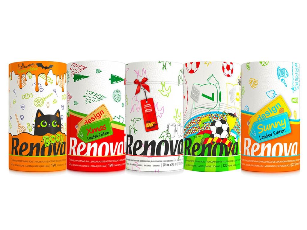 5er Pack Küchenpapier- Maxi Rolle gemischt bedruckt - Produktbild 